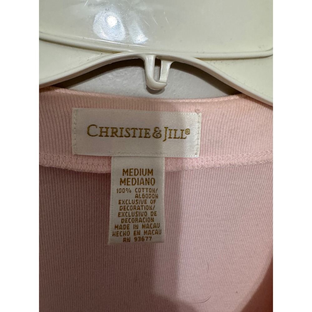 Christie & Jill Pink Cotton Embroidered Set Cardigan & Tank Top  M Y2K‎ Coquette - Picture 4 of 12
